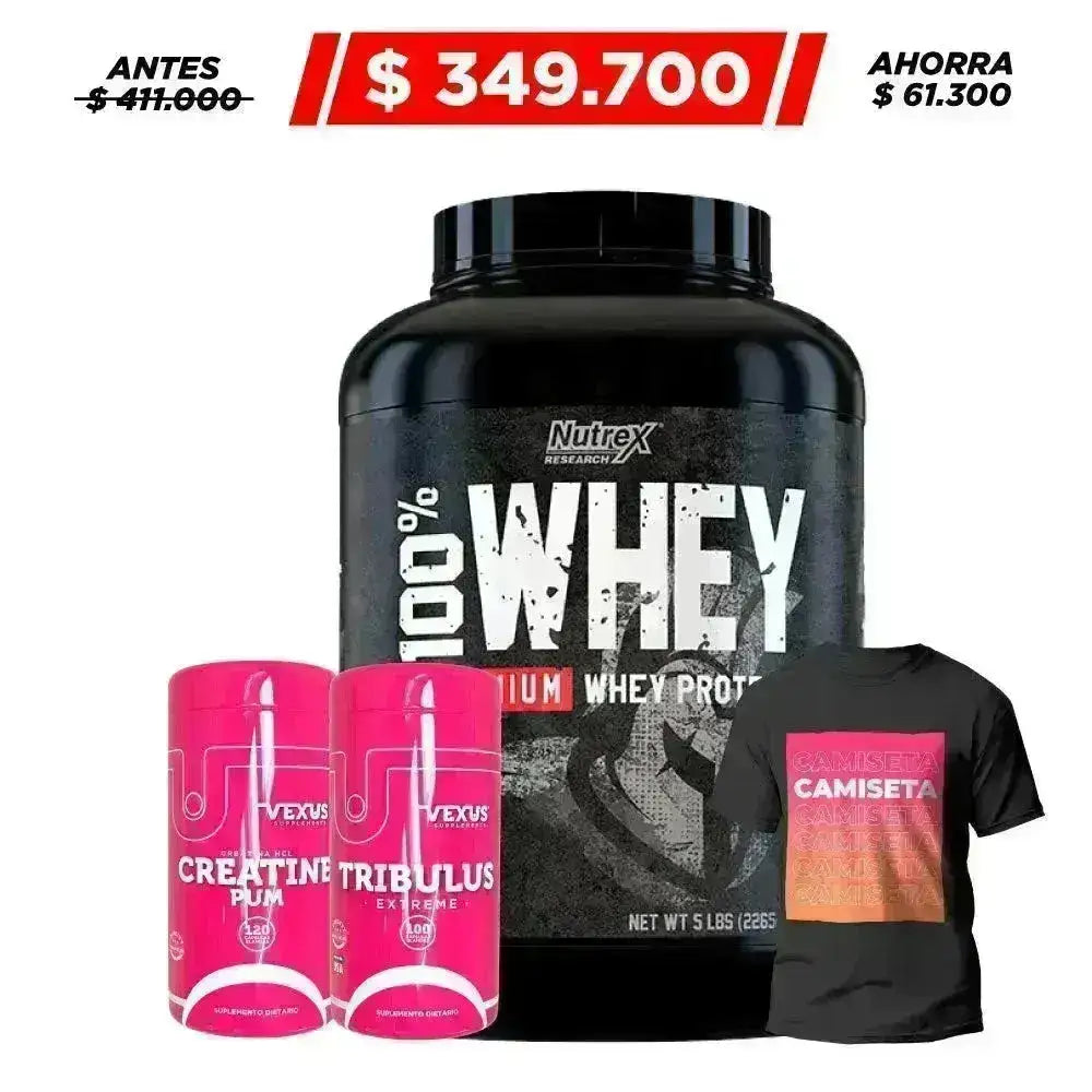 100% Whey Premium 5 lb + Creatine HCL 120 caps + Tribulus Extreme 100 caps - Zona FIT