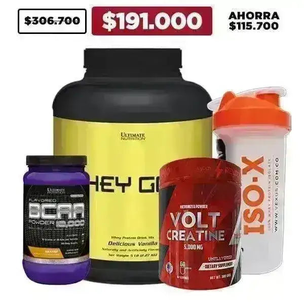 Whey Gold 5 lb + BCAA Powder 30 serv + Creatine 300 gr + Shaker - Zona FIT