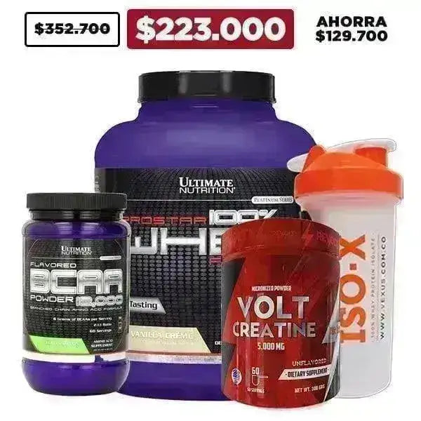 Prostar Whey 5 lb + BCAA Powder 60 serv + Creatine 300 gr + Shaker - Zona FIT