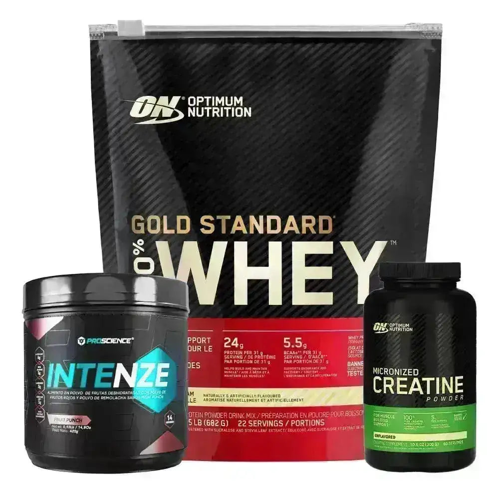 Gold Standard 22 serv + Intenze 14 serv + Creatine Optimum 300 gr - Zona FIT