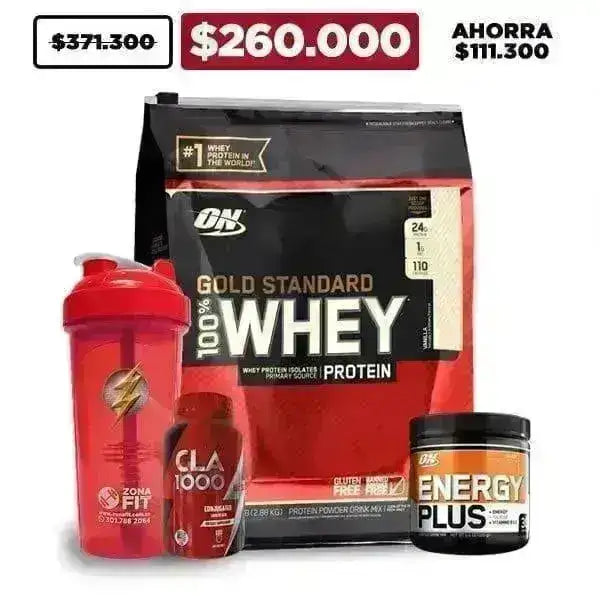 Gold Standard 100% Whey · 6.15 lb + Energy Plus + CLA + Shaker - Zona FIT