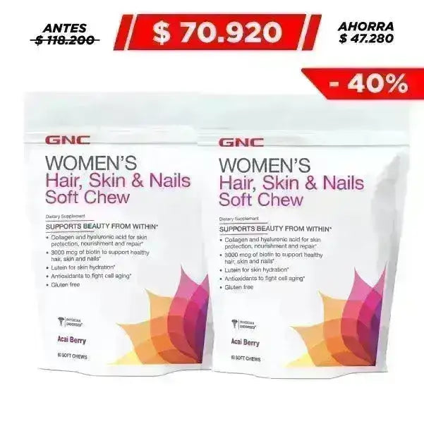 2 Unid. Women's Hair, Skin & Nails Soft Chew 60 Masticables - Zona FIT