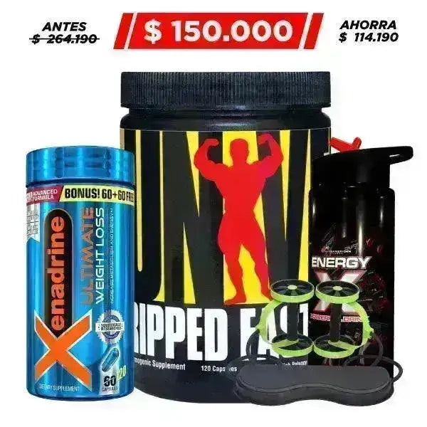 Xenadrine 120 caps + Ripped Fast 120 caps + Rueda Abdominal - Zona FIT