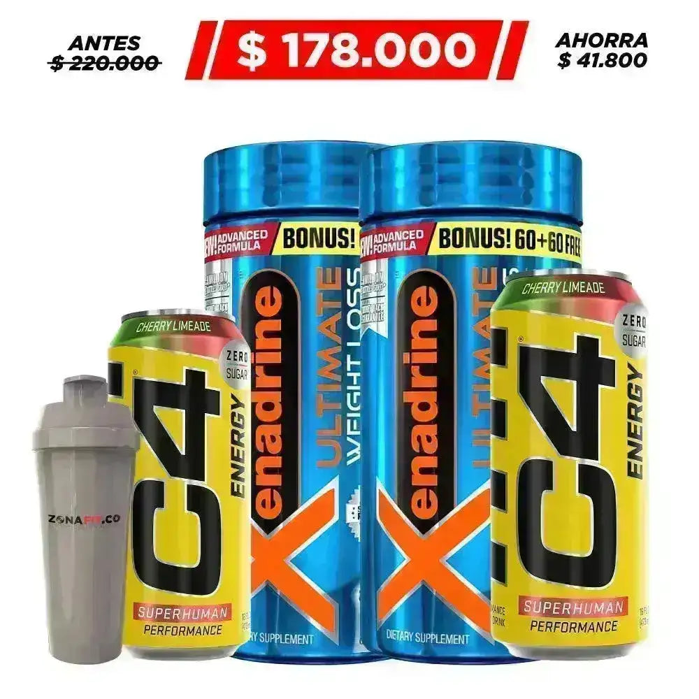 2 unid Xenadrine 120 caps + 2 unid C4 Energy 16 Oz + Obsequio - Zona FIT