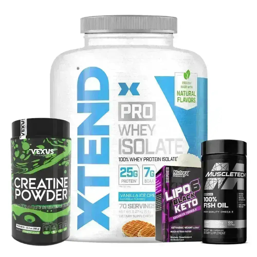 Xtend Pro Whey Isolate 5 lb + Creatine 300 gr + Lipo 6 Keto 60 caps + Omega 3 100 caps - Zona FIT