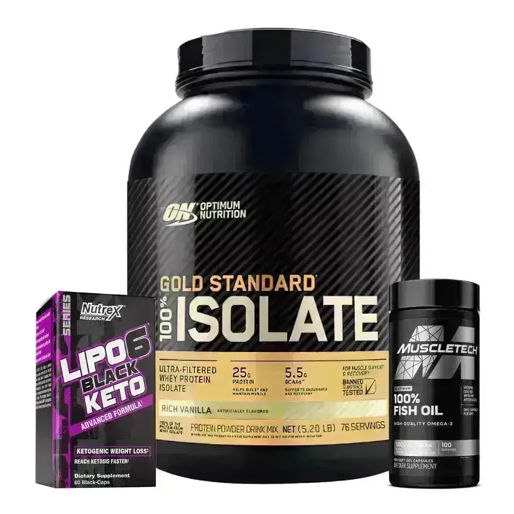 Gold Standard 100% Isolate 5 lb + Omega 3 100 Caps + Lipo 6 Black Keto 60 Caps - Zona FIT