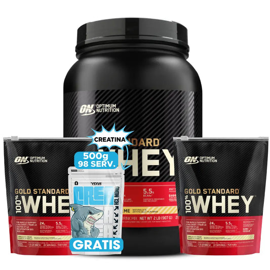 3 Unid. Gold Standard 100% Whey + Creatina Vexus 500 g