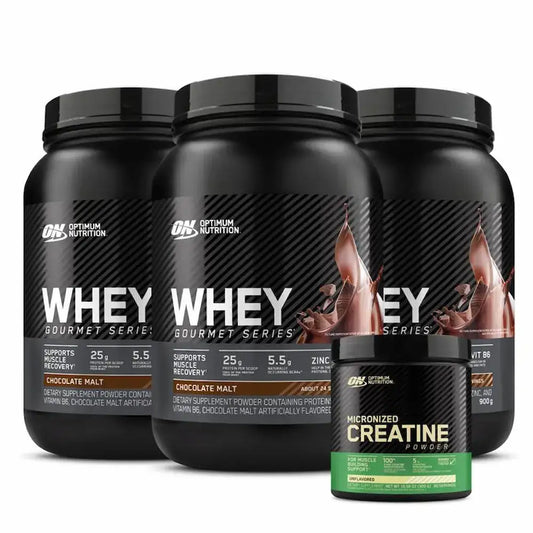3 und Whey Gourmet 2 lb + Creatine Optimum 60 Serv