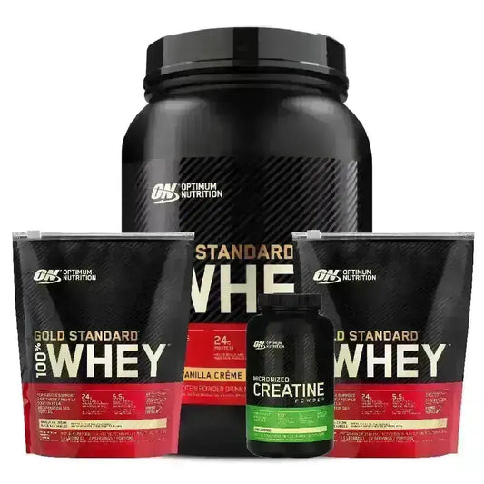 3 Unid. Gold Standard 100% Whey + Creatine Optimum 300 gr - Zona FIT