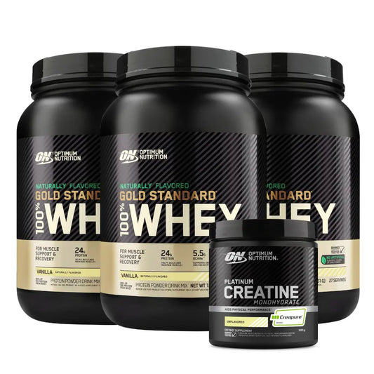 3 und Gold Standard Naturally Flavored 1.9 LB + Platinum Creatine Optimum 100 Serv