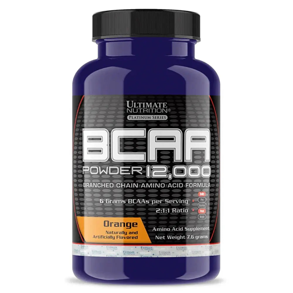 BCAA Powder 12,000 sabor naranja, suplemento de aminoácidos de cadena ramificada para fitness y entrenamiento