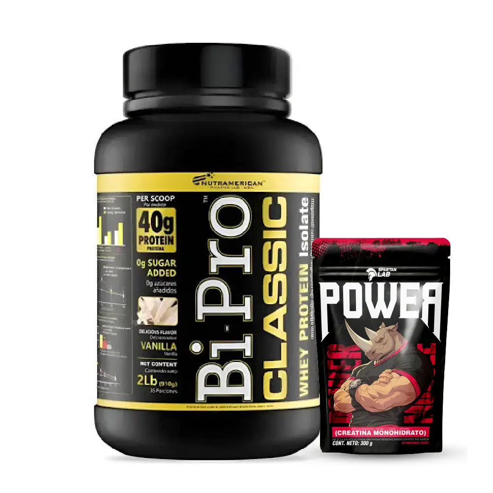 Proteína Bi-Pro Classic vainilla y creatina monohidrato Power para fitness y entrenamiento