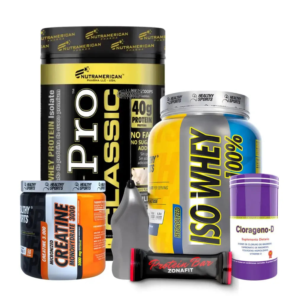 Bipro 1 lb + Iso Whey 15 serv + Creatine Healthy 150 gr + Clorágeno 90 caps + Obsequios - Zona FIT