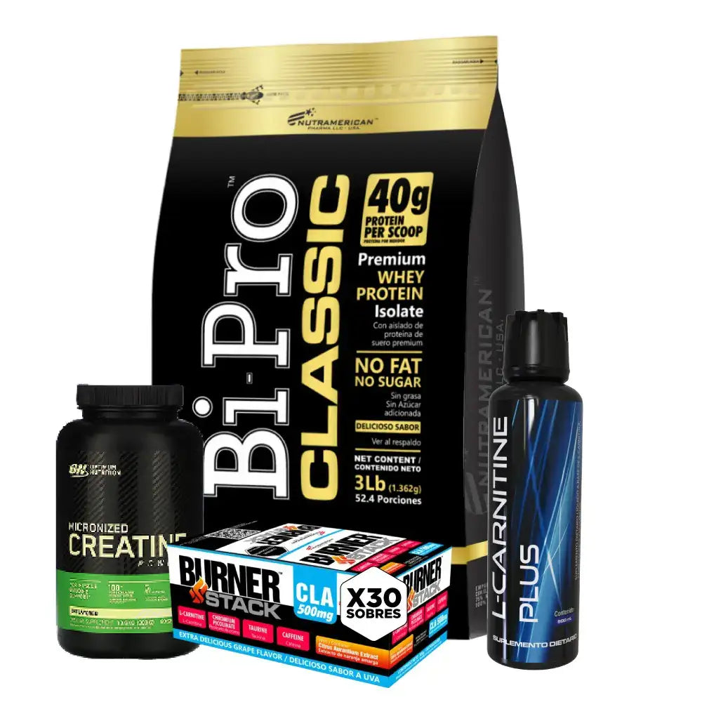 Bipro Classic 3 lb + L-Carnitine Plus + Creatine Optimum 60 serv + Obsequios