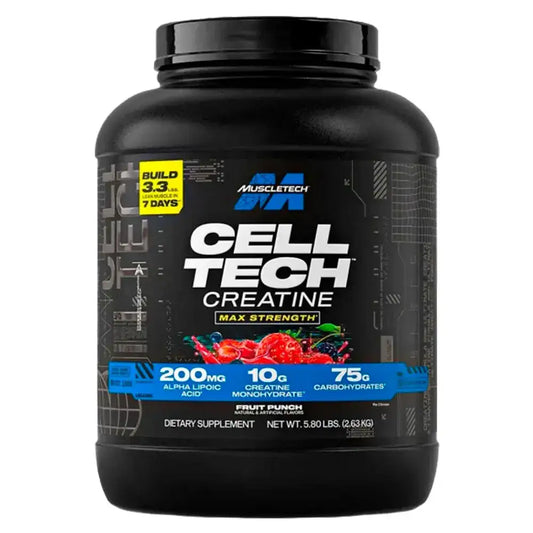 Suplemento Cell Tech Creatina Max Strength sabor Fruit Punch, 2.63 kg, para ganar masa muscular