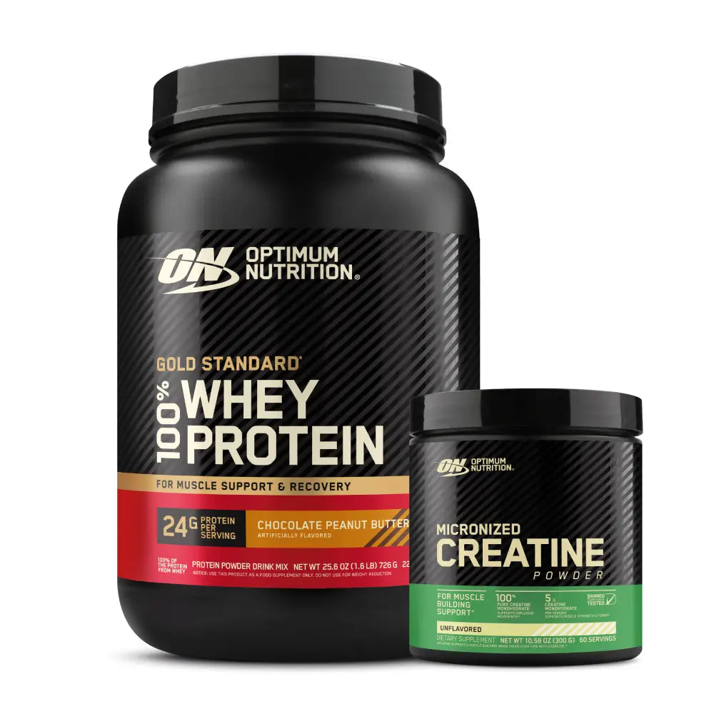 Proteína Whey Gold Standard y Creatina Micronizada Optimum Nutrition para apoyo muscular