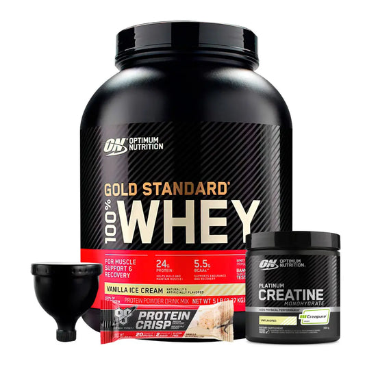 Gold Standard 5 lb + Platinum Creatine Optimum 100 Serv + Obsequios