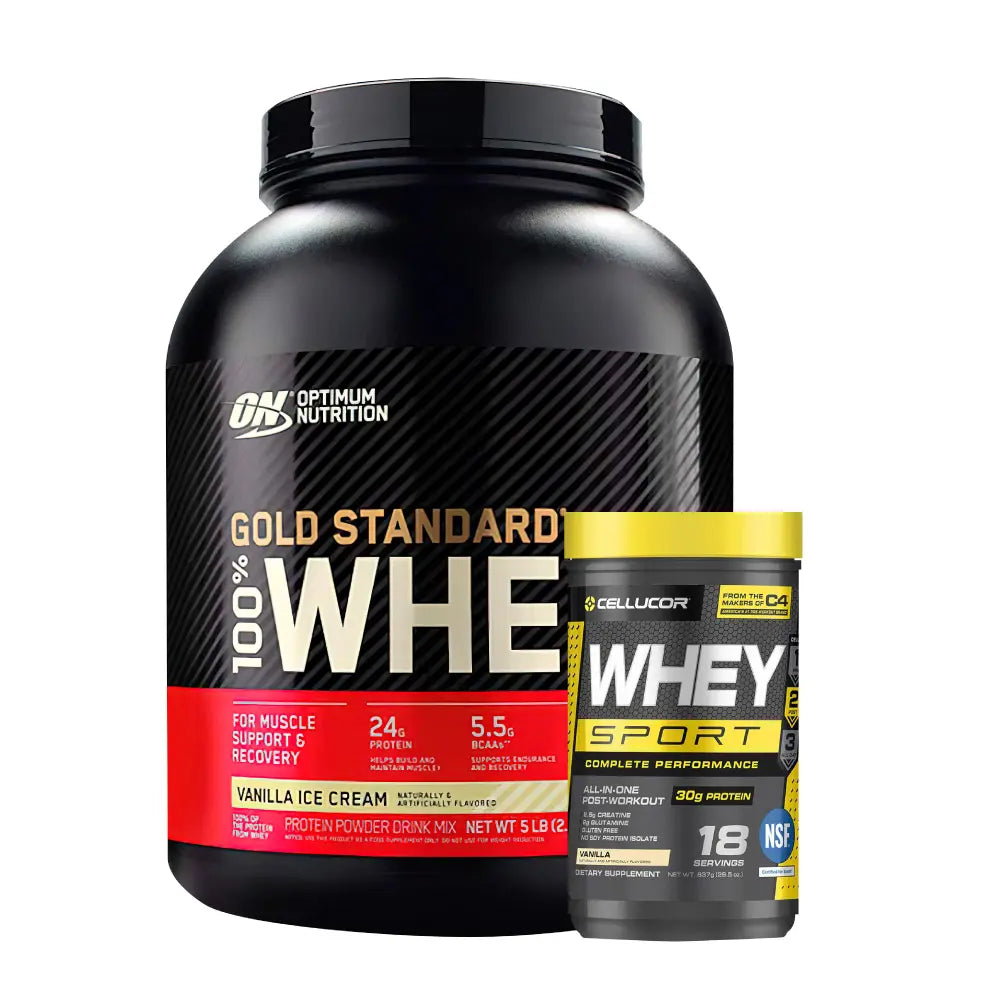 Proteína whey Gold Standard y Whey Sport para recuperación muscular y rendimiento deportivo