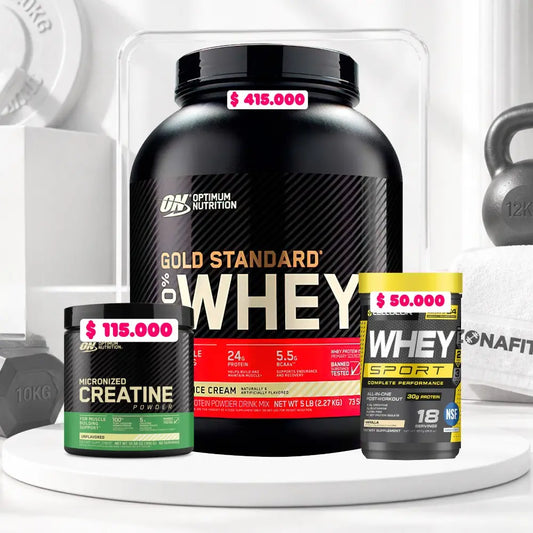 Gold Standard 5 LB + Whey Sport 18 Serv + Creatine Optimum 60 Serv