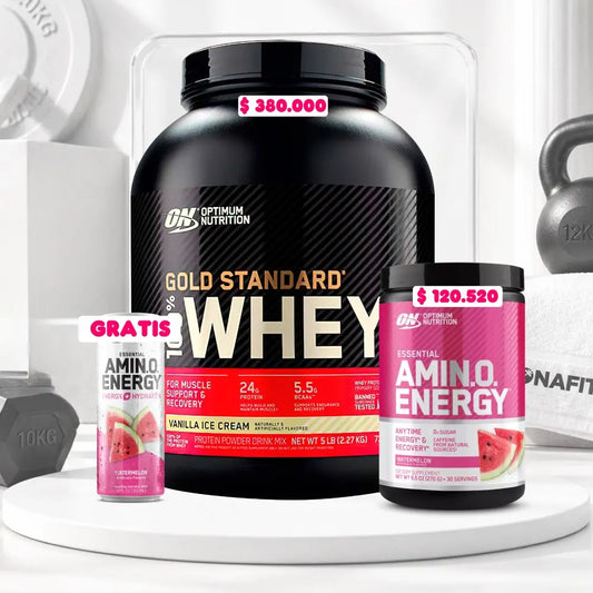 Gold Standard 5 lb + Amino Energy 30 serv + Obsequios