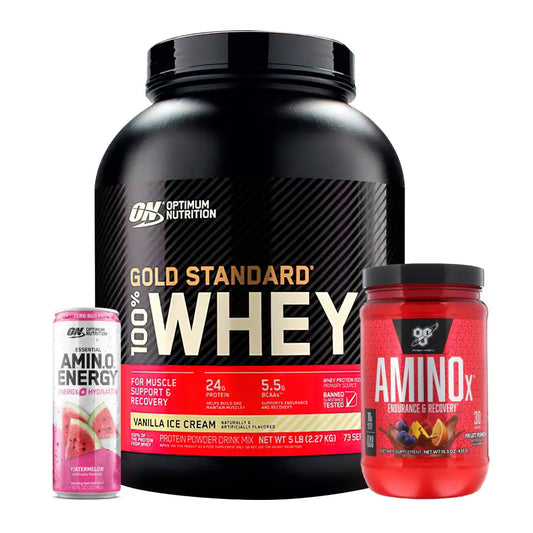 Gold Standard Whey 5 lb + Amino X 30 serv + Obsequios