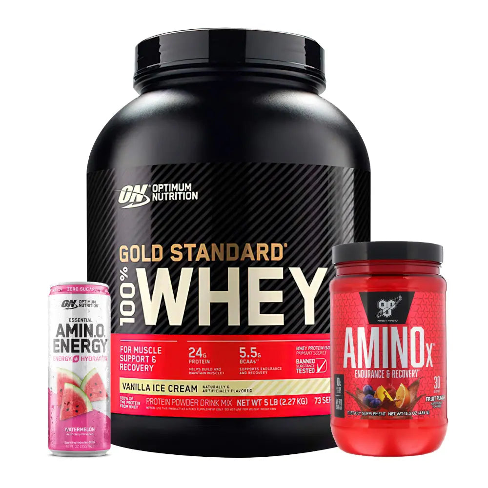 Gold Standard Whey 5 lb + Amino X 30 serv + Obsequios