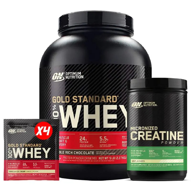 Gold Standard 5 LB + Creatine Optimum 120 Serv + Obsequios