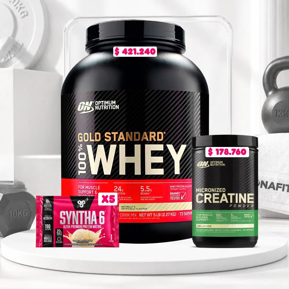 Gold Standard 5 LB + Creatine Optimum 120 Serv + Obsequios
