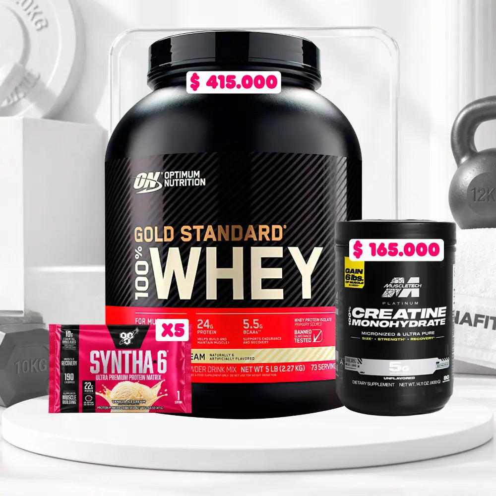 Gold Standard 5 LB + Platinum 100% Creatine + Obsequios