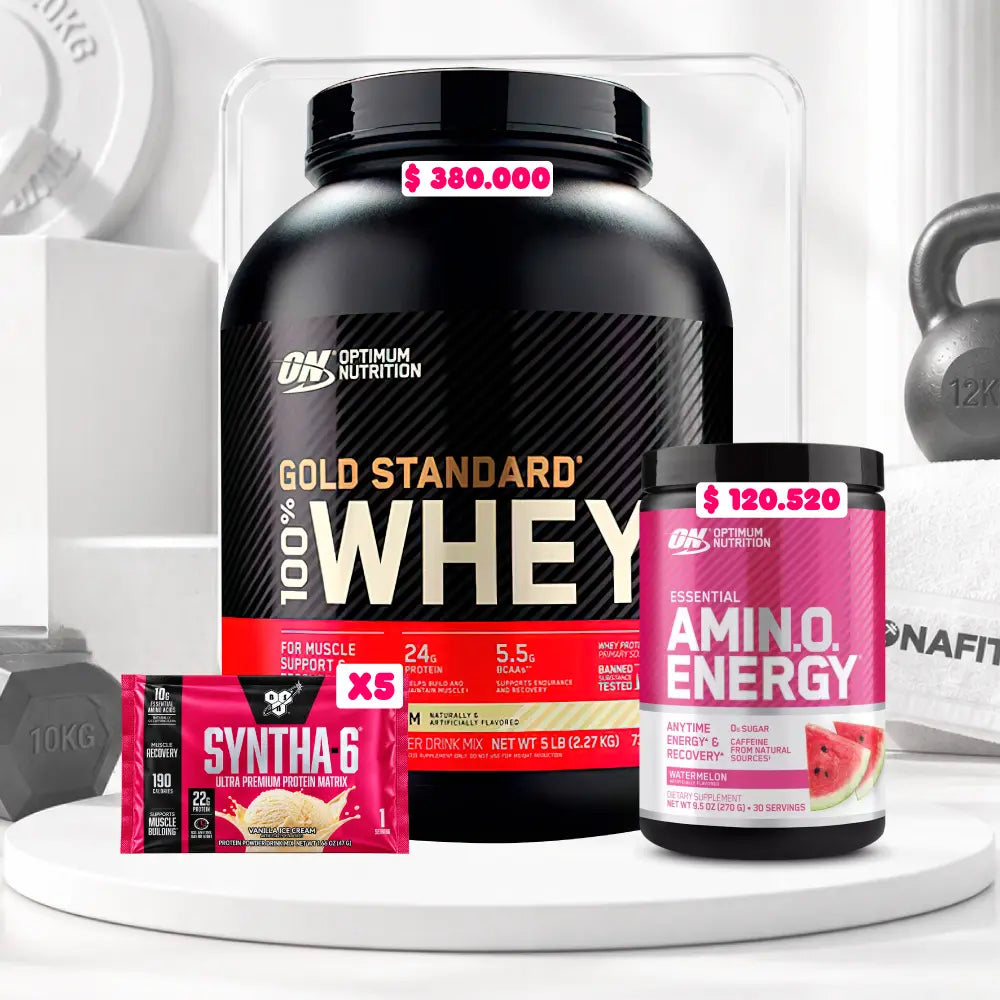Gold Standard 5 lb + Amino Energy 30 serv + Obsequios
