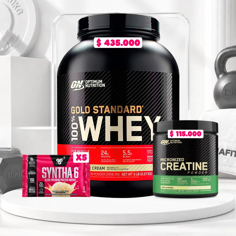 Gold Standard 5 lb + Creatine Optimum 60 Serv + Obsequio