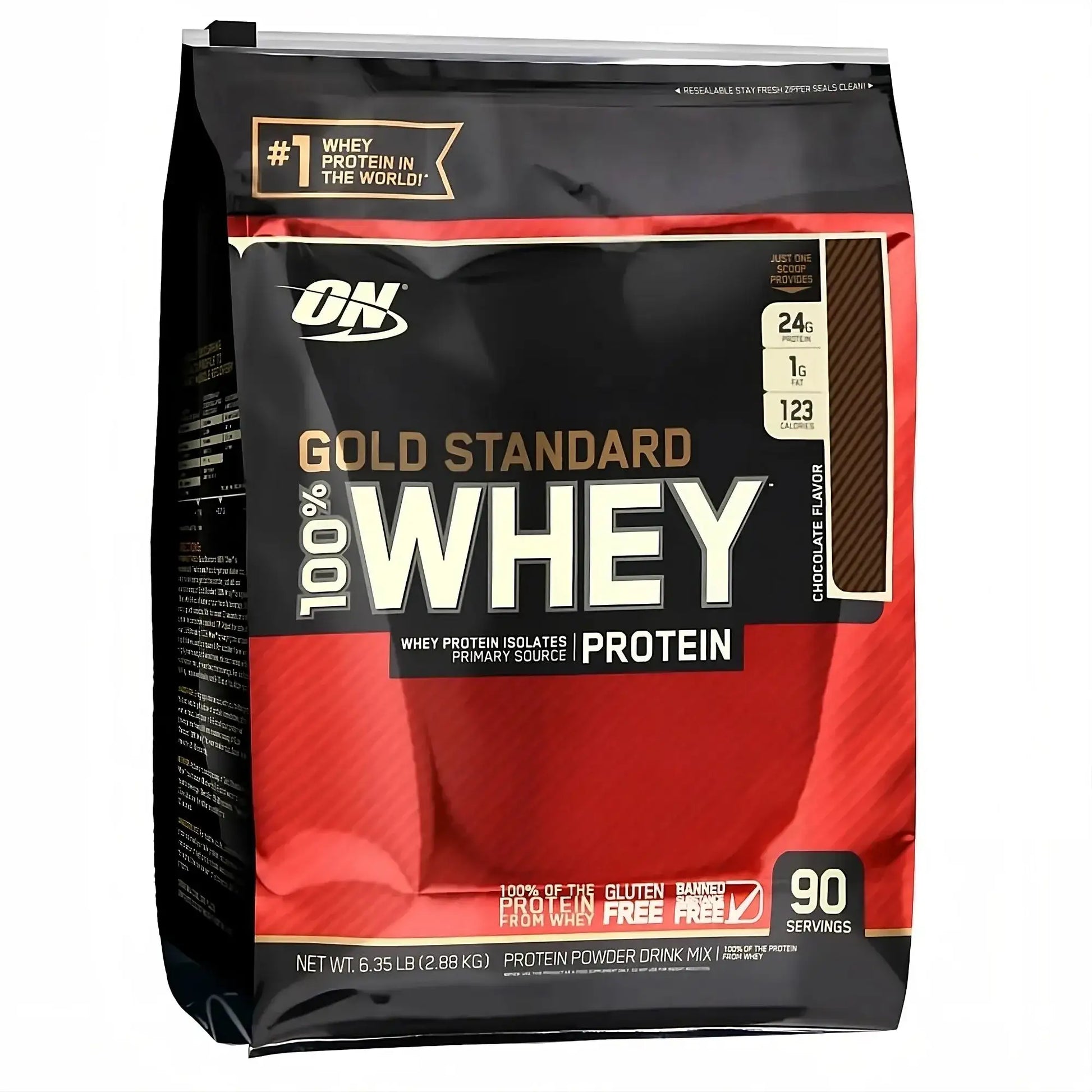 Proteína en polvo Gold Standard 100% Whey sabor chocolate, 90 porciones, sin gluten, ideal para fitness y entrenamiento