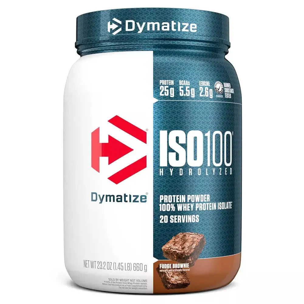 Proteína ISO100 Dymatize sabor Fudge Brownie, 25g de proteína por porción, suplemento para fitness y musculación