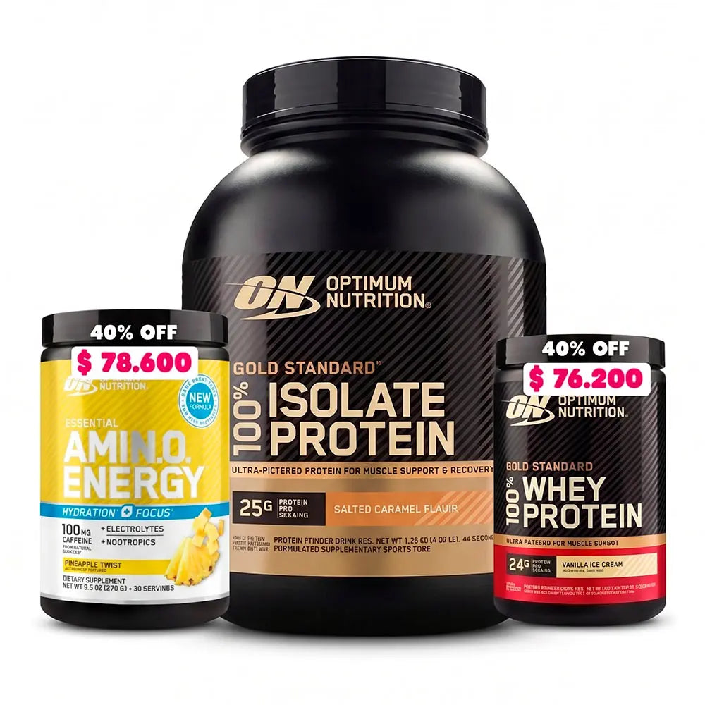 1 und Isolate 3 LB + 1 und Amino Energy Hydration 30 Serv (40% OFF) + 1 und Gold Standard 10 Serv (40% OFF)