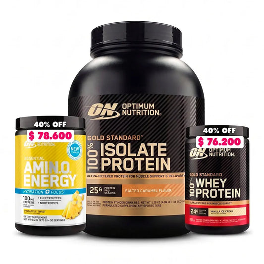 1 und Isolate 3 LB + 1 und Amino Energy Hydration 30 Serv (40% OFF) + 1 und Gold Standard 10 Serv (40% OFF)