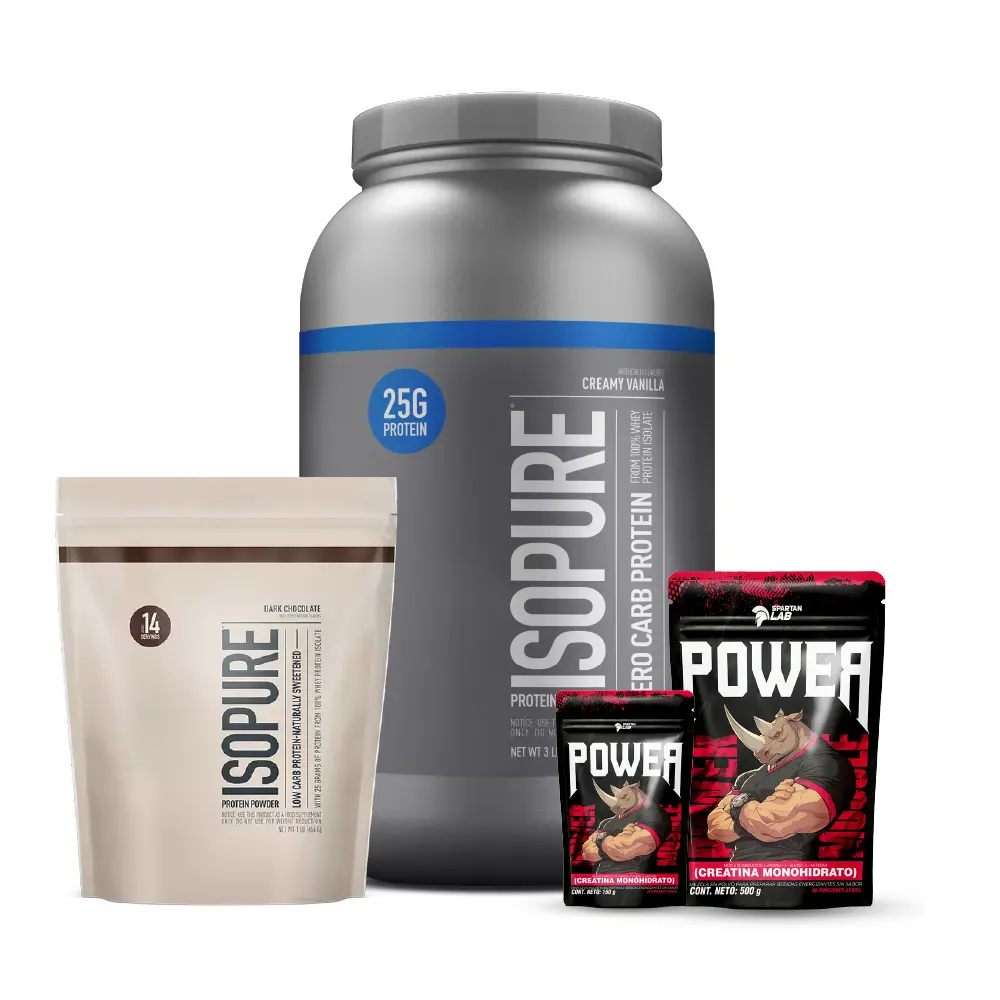 Isopure 3 lb + Isopure 1 lb + Creatina Power 500 g y 150 g