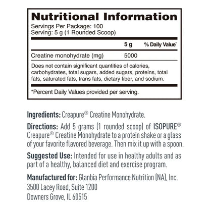 Isopure Creatine Monohydrate Isopure Company