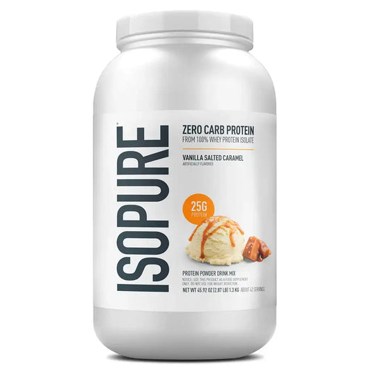 ISOPURE Zero Carb Protein sabor Vainilla Caramelo Salado, 25g proteína por porción, suplemento deportivo