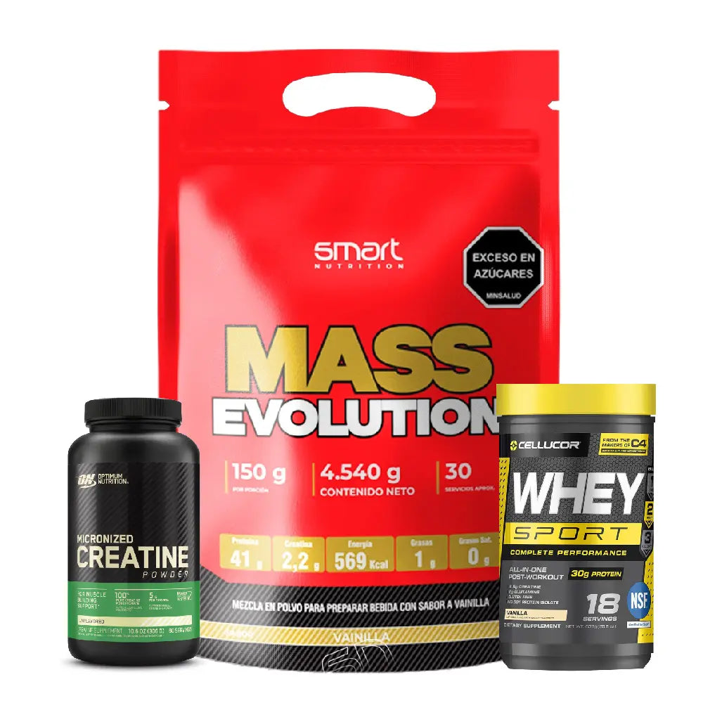 Mas Evolution 10 LB + Whey Sport 18 Serv + Creatine Optimum 60 Serv