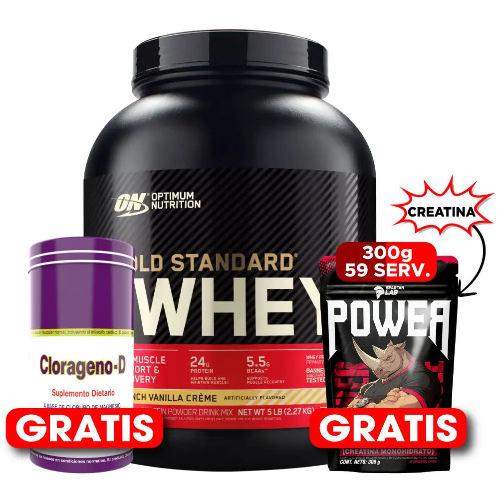 Gold Standard 5 LB + Creatine Power 300 g + Clorágeno-D