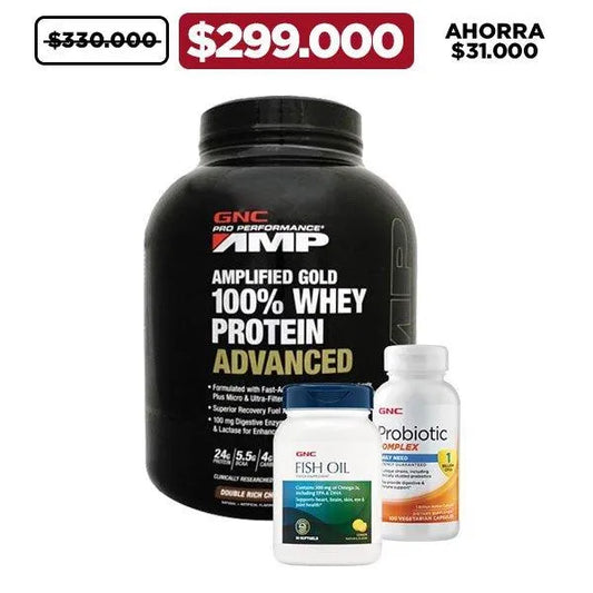 Gold 100% Whey 4.9 lb + Probiotic 100 Caps + Fish Oil 90 Softgels - Zona FIT