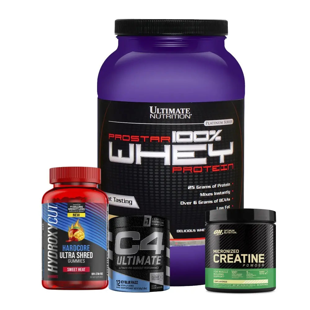 Prostar 2 LB + Creatine Optimum 60 Serv + Hydroxycut 60 gomas + C4 Ultimate