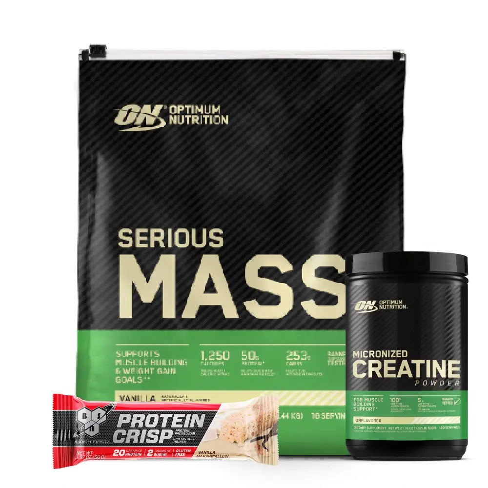 Serious Mass 12 lb + Creatine Optimum 120 Serv + Obsequios