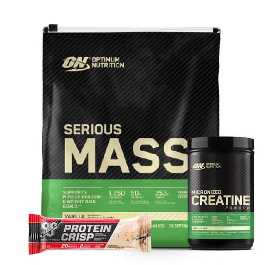 Serious Mass 12 lb + Creatine Optimum 120 Serv + Obsequios