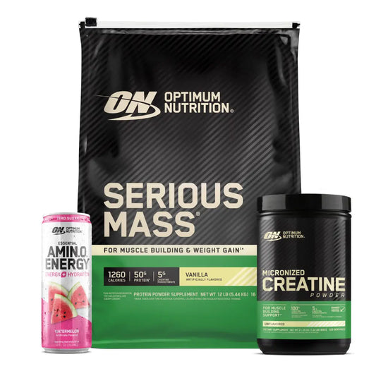 Serious Mass 12 lb + Creatine Optimum 120 Serv + Obsequios