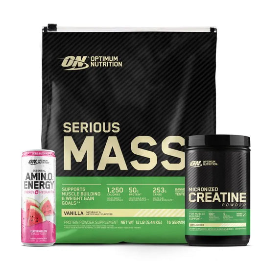 Serious Mass 12 lb + Creatine Optimum 120 Serv + Obsequios