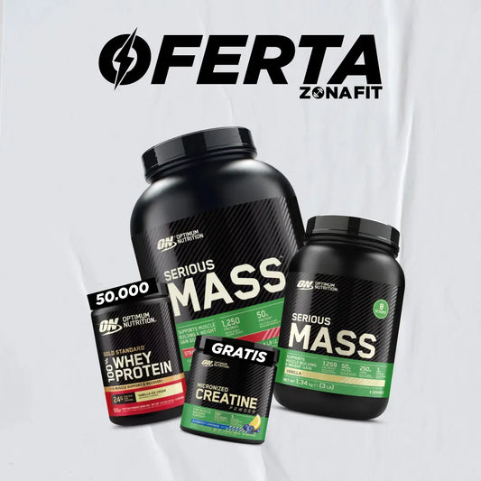 Serious Mass 3 LB y 6 LB + Gold Standard 10 Serv + Creatine Optimum 60 Serv (gratis)