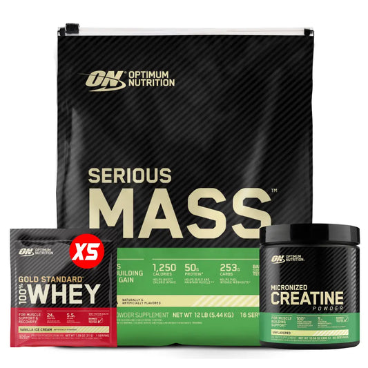Serious Mass 12 lb + Creatine Optimum 60 Serv + Obsequios