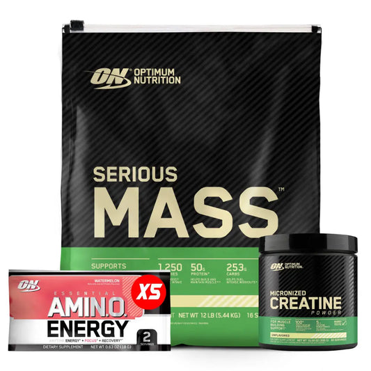 Serious Mass 12 lb + Creatine Optimum 60 Serv + Obsequios
