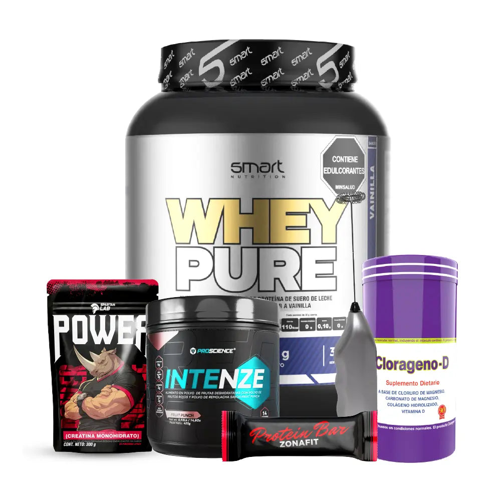 Suplementos deportivos: Whey Pure, creatina, aminoácidos y barra proteica para fitness y entrenamiento